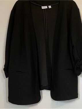 NWOT Kim Rogers Black Open-Front Textured Jacket